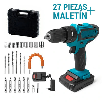 Combo Taladro Inalámbrico 24v - FuerzaPro 3 en 1 [27 piezas + estuche]
