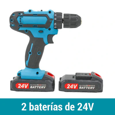Combo Taladro Inalámbrico 24v - FuerzaPro 3 en 1 [27 piezas + estuche]