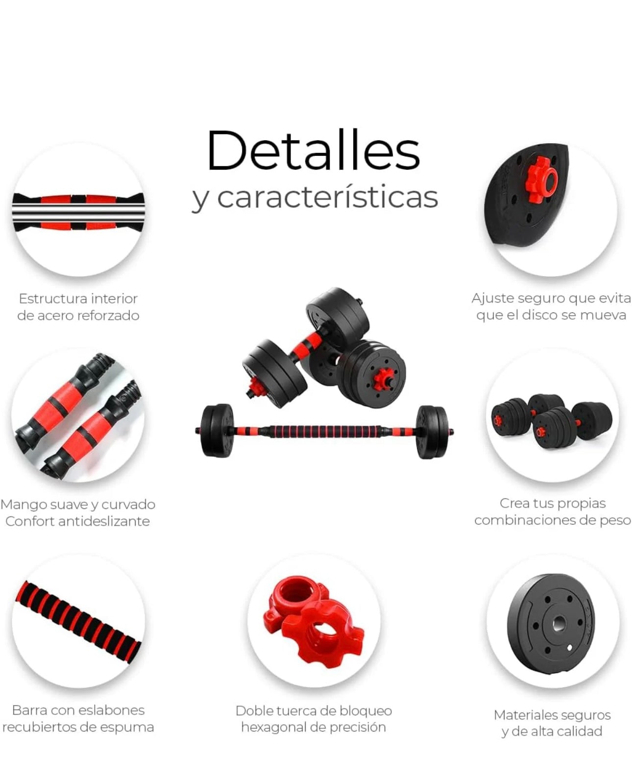 Kit pesas 40 libras PRO Multifuncional + barra larga 1,40 M  💪🏽