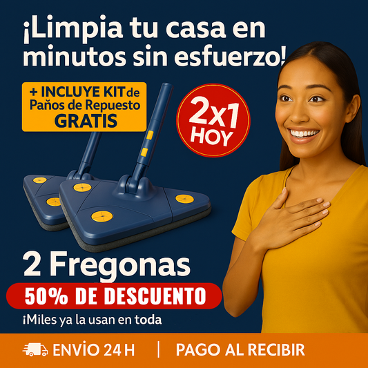 Liquidación por Cierre: Pack 2x1 SuperMop 360®+ Kit Paños de Repuestos Grátis – ¡Últimas unidades!
